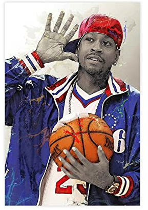 ZAPORA Allen Iverson Poster Basketballspieler Leinwand Poster Schlafzimmer Dekor Sport Landschaft Büro Zimmer Dekor Geschenk ungerahmt 30 x 45 cm