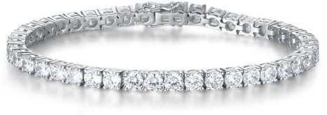 FANCIME Tennisarmband aus Solide 925 Sterling Silber mit Zirkonia Romantisches Hochzeit Braut Tennis Armband Geschenk Schmuck für Damen Mädchen - Breite 4 mm, Länge 19,5 cm