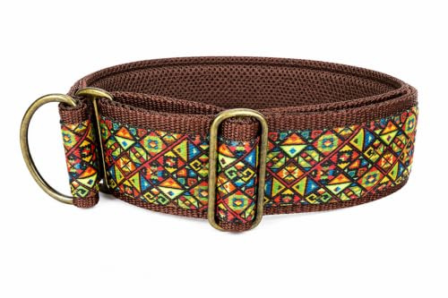 Bequemes Hundehalsband mit weicher Polsterung extra breit 5cm, Zugstopp verstellbar, sicheres Martingale, Stoffhalsband sanft & leicht (bis 44cm Hals- 50cm Kopfumfang inkl 6cm Zugstopp, Chrom)