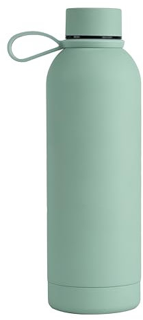 Borraccia Memotak Bottle Soft Touch Verde Pastel 500 ml personalizzabile STAMPA UV | Bottiglia isolata a tenuta stagna per Sport, Bambino, Bambina | 24 ore freddo & 12 ore caldo