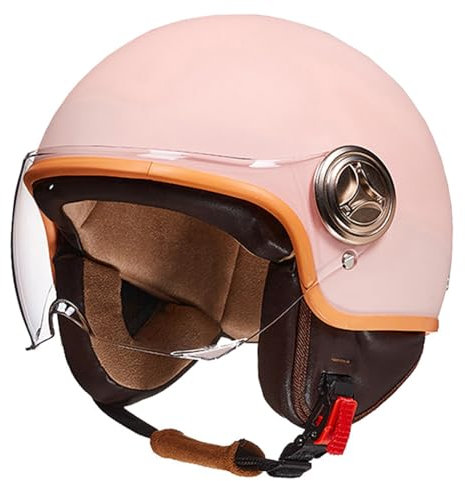 Aperto Caschi da Moto Portatile Jet Casco Scodella ECE Omologato Casco Demi-Jet Moto Adult Cruiser Chopper Mezzo Casco retrò Motociclo Aperto Faccia Casco per Donna Uomo H,54-61CM