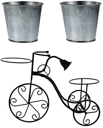 Sosoport Bike Flower Planter Garden Iron Art Bike Plant Pot Stand Versatile Storage Rack