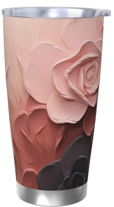 VducK Tasse de voyage de 591 ml – Tasse à café isotherme de couleur rose pâle et noir avec couvercle étanche – Tasses à café réutilisables pour voiture chaude et froide