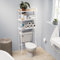 Home Zone Living 3 Ebenen über der Toilette, hohe Aufbewahrungsregale und Regal, Bambusakzent mit Stahlrahmen, Standregal für Badezimmer, Küche, Wohnzimmer, Balkon, Mehrzweck, Weiß