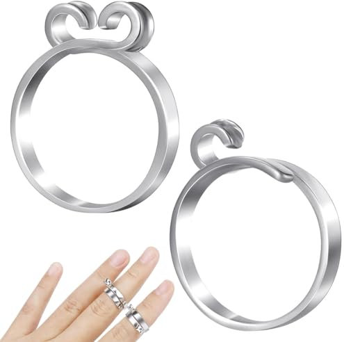 WJRQD 2 Stück verstellbare Strickschlaufe Häkelring Silber Spatz Fisch Phoenix Metall gewebte Ringe Offener Ring Finger Halter Zubehör