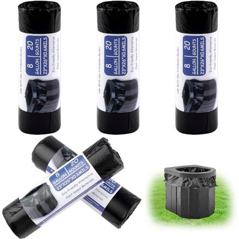 Moosono 100 StüCk Biologisch Abbaubare Toilettenbeutel, Beutel Campingtoilette, wasserdichte Trenntoilette ZubehöR, Hygienebeutel Schwarz Taschen FüR Campingklo Mobile Toilette Camping AusrüStung