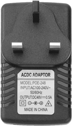 SHINEOFI DC Power Supply Adapter POE Injector DC 48V 0.5A Injector Power Supply Over Ethernet Adapter with UK Plug for 48V Device
