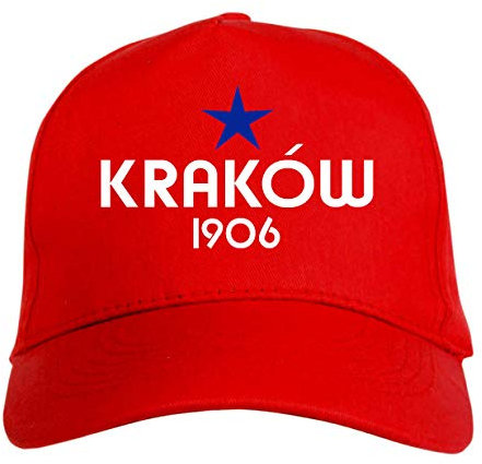 Generico Bestickte Mütze Polen Krakow Rot - Polyester, 5 Paneele, Klettverschluss, Weiß, One size