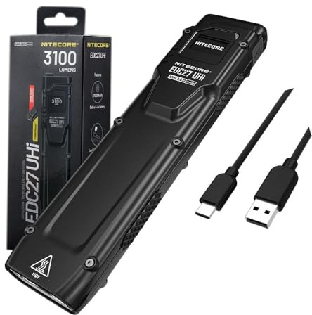 Nitecore EDC27 UHi Ultra Slim EDC Flashlight -3100 Lumens w/Eco-Sensa USB-C Charging Cable Included