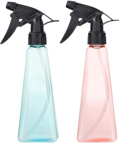 Spray Bottles (2-Pack, 12 Oz.) Mist/Stream, Plastic Water Spray Bottle for Hair, Plants, Cleaning, Cooking, BBQ, Pet - Empty Spray Bottles - Leak Proof - BPA-Free - Multicolor