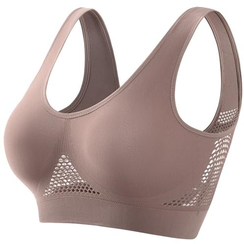 Damen BH Bequem BH Damen Ohne BüGel BH Mit Breiten TräGern BH Ohne BüGel Damen BH GroßE GrößE BH Bequem Damen BH Vollschalen BH ohne Polster BH Soft Cup (Wine, XXXL)
