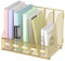 SUPEASY Schreibtisch-Organizer aus Metall, Zeitschriftenhalter mit 5 vertikalen Fächern, Organizer für Büro, Schreibtisch, Heimarbeitsplatz, Gold