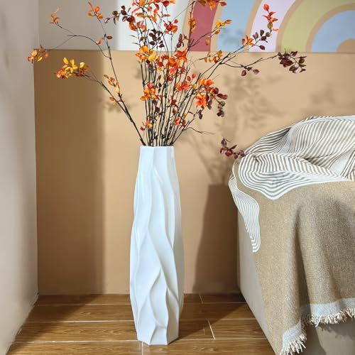 JIDOFUE Weiße Keramik Vase 71 cm Tall Origami-Design Dekorative Große Vasen für Tisch Centerpieces Regal Home Decor