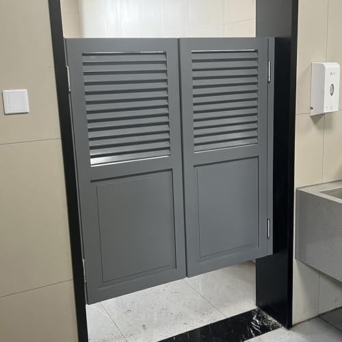 Saloontür Western-Saloontüren, Schwingtür, Dekorationstor, Grau, Innenschwingtür für Türöffnung, Badezimmer, Küche, Gewerbliche Schwingtür mit Scharnieren für Bar, Pub, Café(W90xH90cm/35.4x35.4)