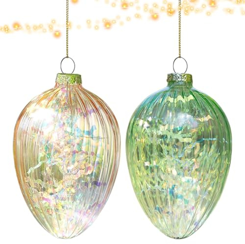 Eierdekoration, Dekoration zum Aufhängen von Ostereiern, 2 Stück, Kugel, Hängebogen, aus getöntem Glas, Dekoration für Ostereier, Frühlingshaus, Party