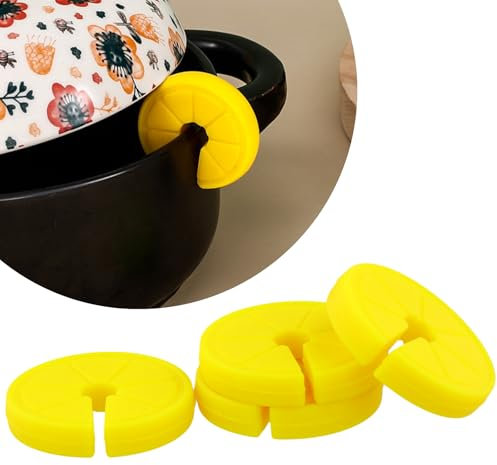 4 PCS Lemon Slices Shaped Anti Overflow Pot Lid Lifter, Silicone Spill-proof Soup Lid Lifter, Heat-resistant Boiling Pan Lid Holder, Cute Lemon Casserole Lid Lifter, Funny Pot Cover Lifter