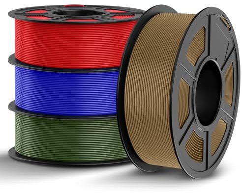 TECBEARS PLA Filament 1.75mm Bundle, 4kg 3D Drucker Filament PLA, Vakuumverpackung, Maßgenauigkeit +/- 0,02 mm, 1kg pro Spule (2.2lbs), insgesamt 4kg 3D Filament (Blau+Rot+Kaffee+Olivgrün)