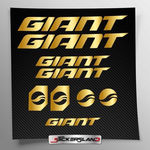 Kit adesivi compatibile con telaio Giant MTB Mountainbike e casco | decals sticker Decalcomanie bici scritte loghi | Stickersland® (Oro Lucido Metallizzato)