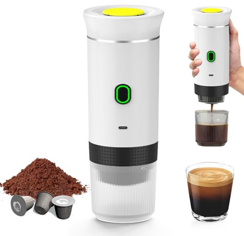 Macchina per caffè portatile, per caffè espresso e riscaldamento elettrico da viaggio, per 12 V auto e campeggio, caffettiera per campeggio, macchina da caffè portatile da viaggio, capsule caffè
