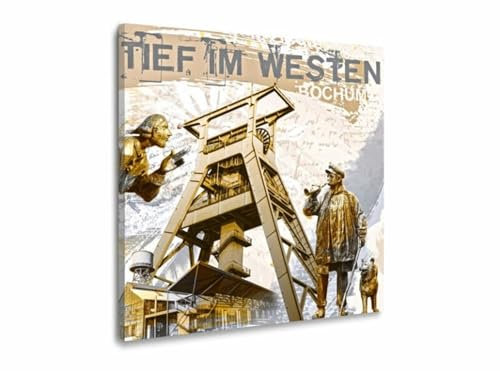 mooments® Leinwandbild vom Ruhrpott Bochum Collage I - Leinwand quadratisch, Ruhrpott-Bild, Leinwand Ruhrpott, Bilder Bochum, Wohnzimmer Bild, Zeche Bild
