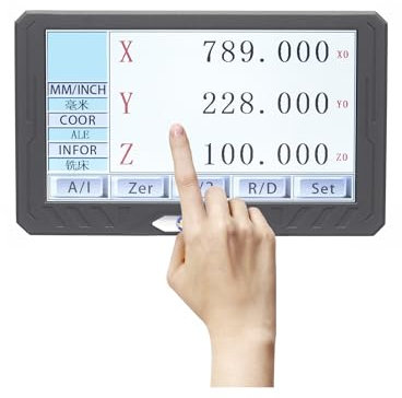 ZKLGS Linearskalen-Encoder, 3 achsen LCD Volle Touchscreen Digital Anzeige DRO Metall Abdeckung Linear Skala Display Zähler for Fräsen Drehmaschine für Drehbank