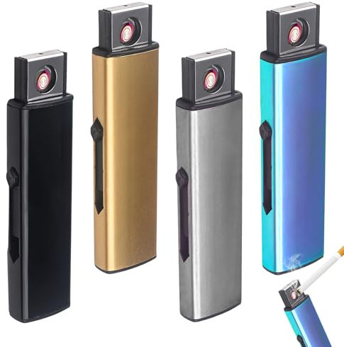 LEKEFETO 4 accendini elettronici: accendino elettrico antivento con porta USB, accensione a due lati, accendino senza fiamma, accendino USB ricaricabile, senza gas