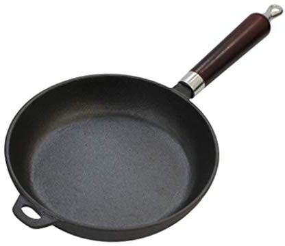 CCYENG Pot, Cast Iron Pan - Black Frying Pan, for Kitchen, Cookware with Wooden Single Handle