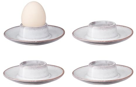 Bluweet Eierbecher Porzellan 4er Set Rund Weiss für Hart und Weichgekochten Eiern, Stapelbar, Eierständer 2 Stück Weiß Keramik