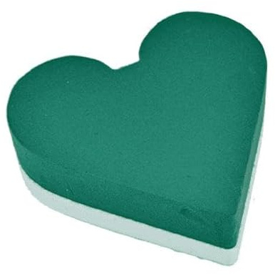 INNA-Glas Oasis Nass Steckschwamm Herz OFELIO, Hochzeitsdeko, Polystyrol Hartschwammboden, grün, 42x40x6cm - Nasssteckschaum