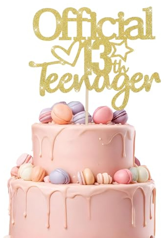Ouligay Offiziell Teenager 13 Geburtstag Tortendeko Gold Glitzer 13. Geburtstag Cake Topper Jungen Mädchen Deko Official Teenager Kuchen Deko Gold 13 Jahre Kuchendeko Happy Birthday Dekoration