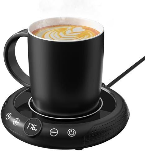 Juego de calentador de tazas de café, taza inteligente con control de temperatura para computadora, calentador de café eléctrico con apagado automático y visualización de temperatura en tiempo real