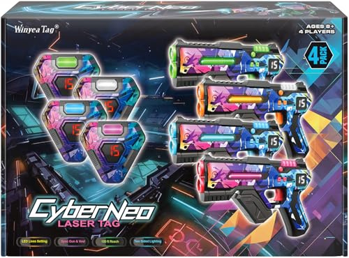 Laser Tag Set of 4, Lazer Tag Guns & Vests, Gift Ideas for Kids Teens and Adults, Cool Birthday Toys for Teenage Ages 8 9 10 11 12+Year Old Boy & Girls