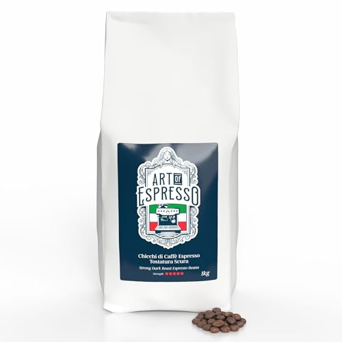 Art of Espresso Dark Roast Coffee Beans 1kg - Strength 5 - Italian Style Strong Espresso Beans - Chicchi di Caffè Espresso Tostatura Scura