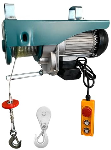 Argano Paranco Verricello Montacarichi Elettrico Portata Carico 500/1000Kg 2000W 3HP Cavo in Acciaio 18m Velocità di Sollevamento Fino a 10m/min Telecomando Cablato per uso Domestico e industriale