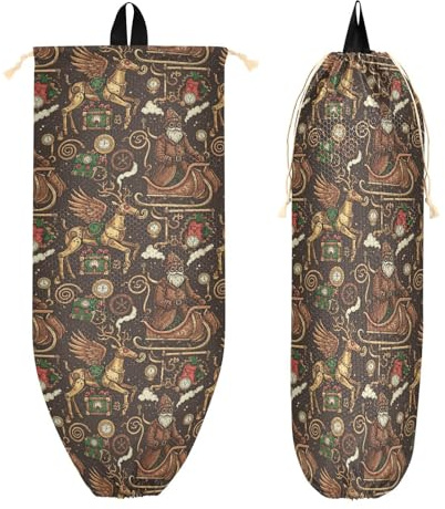 Outdoor-Tasche mit Kordelzug und Reißverschlusstaschen, Sportbeutel für Herren, Strand, Pool, Yoga, Weihnachten, Braun, Weihnachtsmann, Rentier