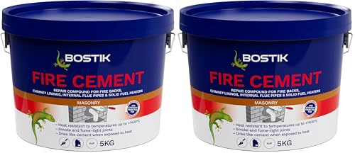 Bostik Fire Cement Buff - 5kg - Heat Resistant Sealant for Fireplaces, Stoves & Chimneys - Up to 1400°C (Pack of 2)