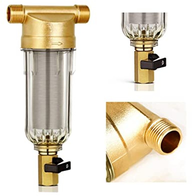 Filtre à eau, 4 filtres à eau bouche fendue purificateur avant cuivre plomb pré-filtre lavage contre-courant enlever la rouille contaminant le tuyau de sédiments