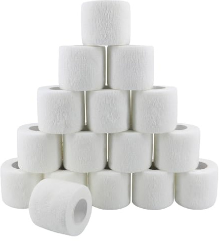 Selbstklebender Verband 16 Rollen 5cm Elastische Fixierbinde Haftbandage | Selbsthaftende Bandage Pflaster Rolle Verbandsmaterial für Sport & Erste Hilfe, Vet Wrap Hund Katze Pferd Weiß 4.5m