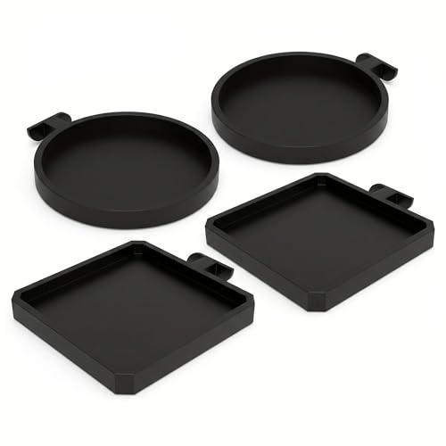 4 Pack Acoustic Wall Panel Accessories, No Drill Floating Plant Pot Trays, Round & Square Shelves for Acoustic Panels, Black