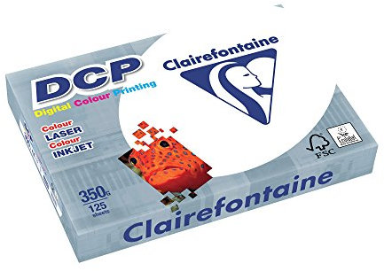 Clairefontaine 3806C Druckerpapier DCP Premium Kopierpapier für farbintensiven Bilderdruck, DIN A4, 21 x 29,7cm, 350g, 1 Ries mit 125 Blatt, Weiß