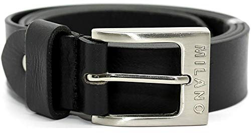 MILANO Mens Full Grain Leather Belt - 1.5 (40mm) - Black Brown # ML-2920 - Black, Large