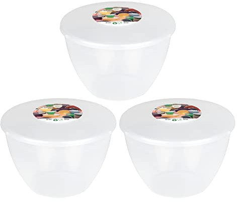 Just Pudding Basins Clear 1.5 Pint, 850ml Basin (3 Pack) Food Safe Plastic Bowls and Lids for Steam Cooking