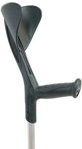 Herdegen - Evolution Aluminium Krücken, Höhenverstellbar 10 alle 20 mm, Armstütze, Ergonomischer Griff, Schwarz/Graue Farbe, 1 Paar