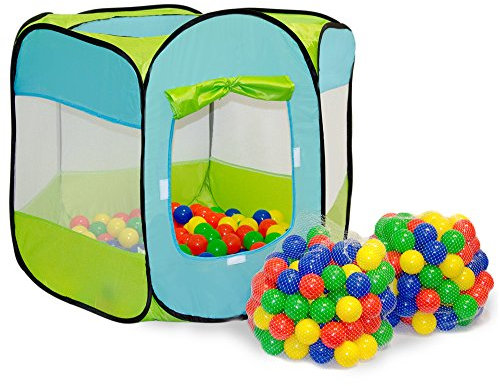 LittleTom Bällebad Kinderzelt für Drinnen & Draußen - 200 Bälle - 100x100x72 Zelt mit Bällen für Kinder - Zelt Deko Kinderzimmer Spielzelt Kinderzelt Bällebad Kinder Bällebad Spielzeug Bällebad Babys