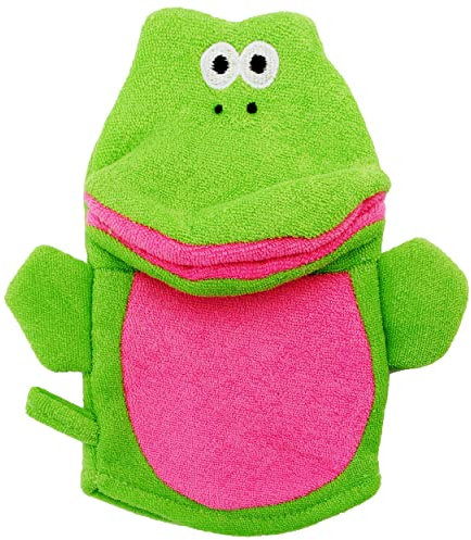 alles-meine.de GmbH 3-D Effekt Waschhandschuh/Handpuppe - lustiger Frosch - Mund bespielbar - für Kinder & Erwachsene - Handspielpuppe/Waschhandschuhe - Handpuppen - Qu..