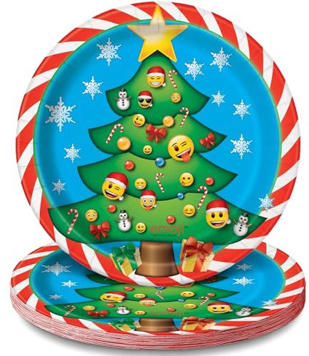 18 cm Emoji-Weihnachten Party Teller, 8 Stück