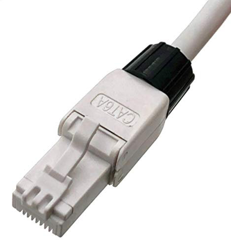 odedo Connecteur de sertissage sans Outil Cat 6A UTP RJ45 Fiche réseau pour câble de Brassage jusqu'à 8mm AWG 22-24 Montage sans Outil avec Contacts dorés 4X Cat 6A
