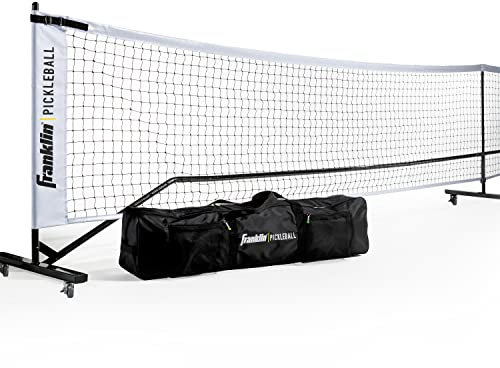 Franklin Sports Pickleball-Netz, tragbares Außenplatz-Netzsystem mit Rädern, offizielle Größe (6,7 m), mit Reisetasche