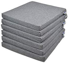 Rollmayer 6er Set Stuhlkissen Stuhlauflage Sitzkissen Sitzpolster Auflage für Stühle in Haus und Garten Kollektion Melange (Grau 68, 40x40x4cm)