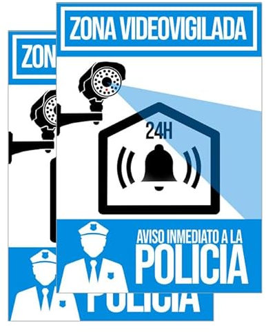 Cartel PVC rigido A4 alarma disuasoria color azul Apto para uso exterior. Diseño carteleria disuasoria para alarmas, cámaras de vigilancia. Evitar robos con cartel antes de entrar a robar (A4)